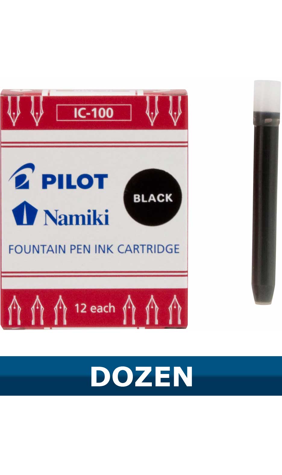 Pilot Black Fountain Pen Ink Cartridges IC-100 item 69100