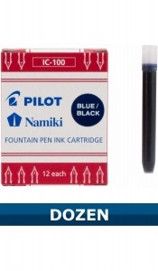 Pilot Blue/Black Fountain Pen Ink Cartridges IC-100 Item 69102