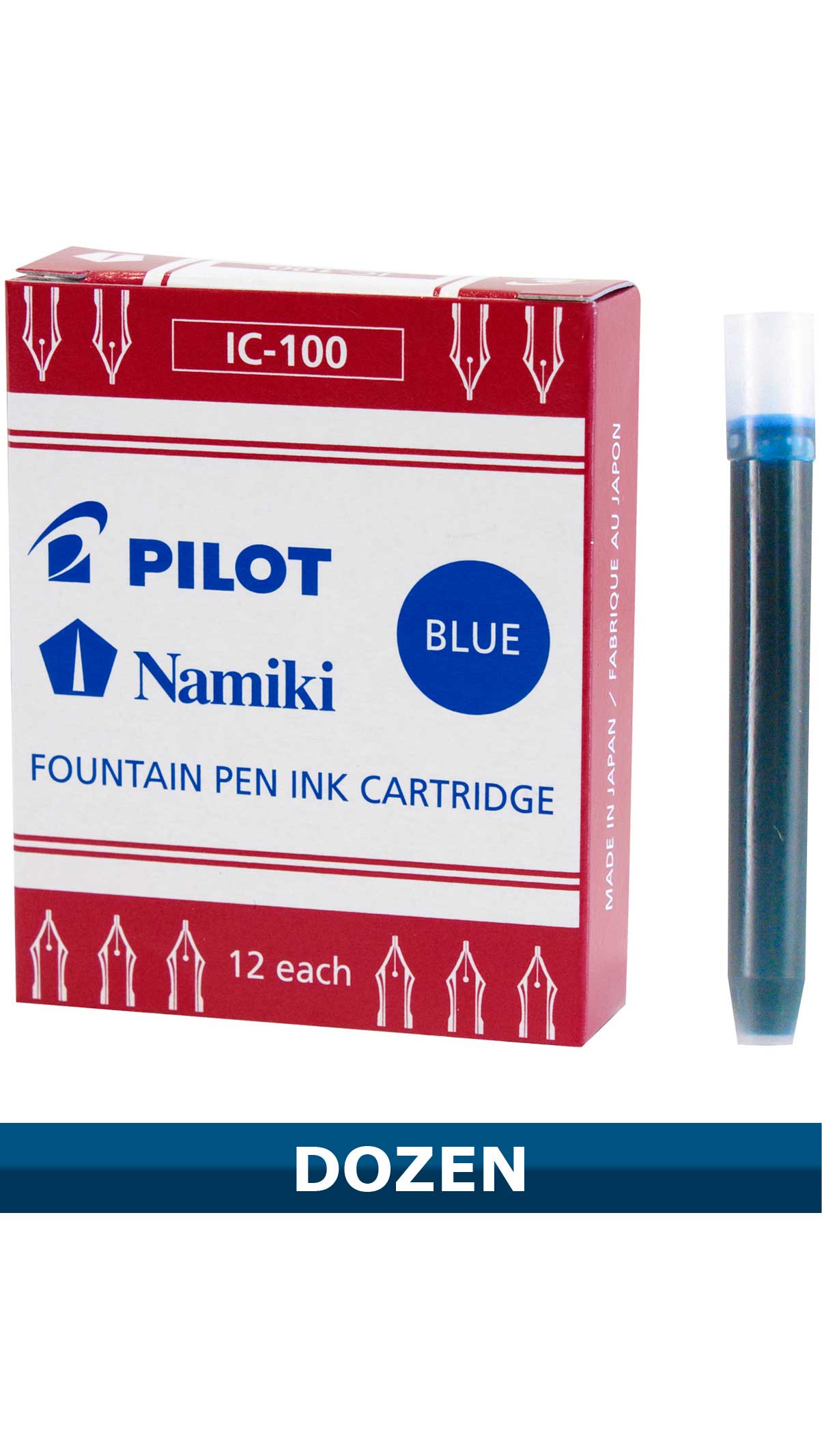 12 Pack Fountain Pen Ink Cartridges Blue