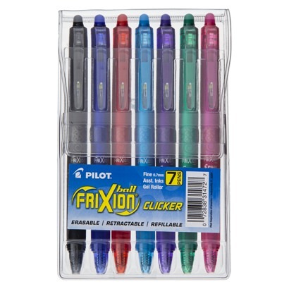 Pilot FriXion Clicker Erasable Gel Ink Pens, Fine Point, Blue, 10 Ct 