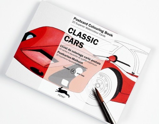 Pepin Artists' Postcard Colouring Book-Classic Cars