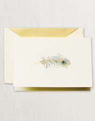 Crane Stationery Hand Engraved Peacock Feather Note