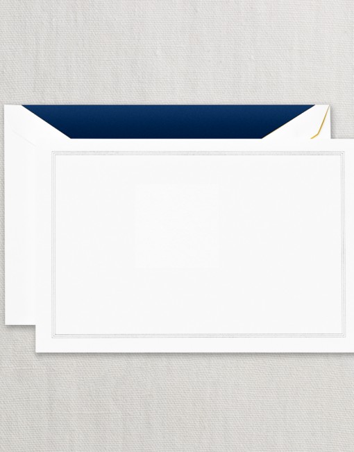 Navy Blue Triple Hairline Correspondence Card