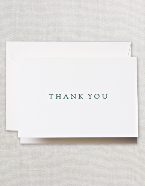 Letterpress Hunter Green Thank You Notes