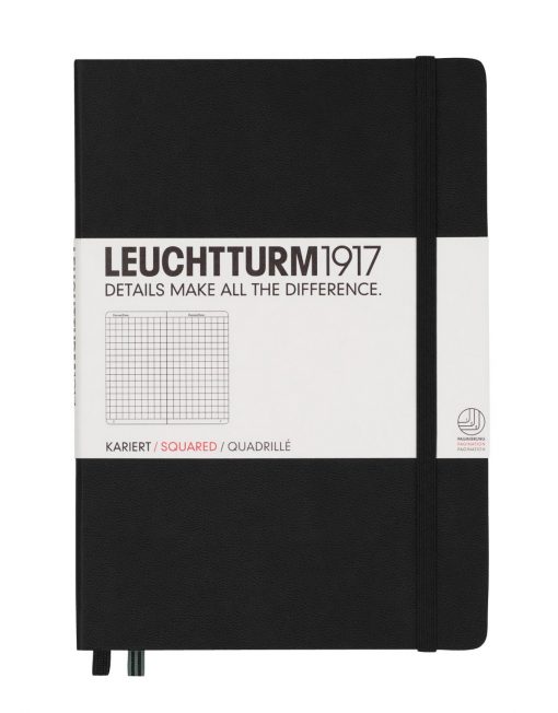 LEUCHTTURM1917 A5 NOTEBOOK BLACK SQUARED