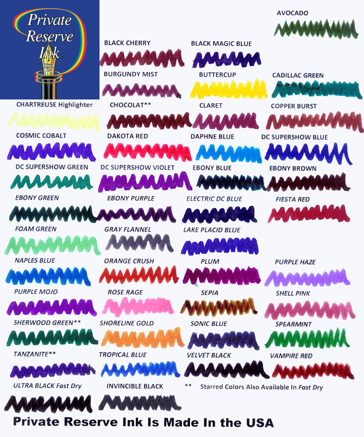 Private Reserve Ink Color Chart