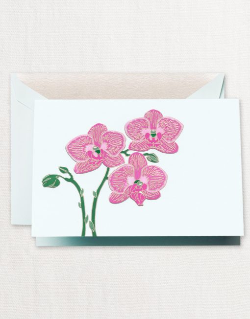 Crane Stationery Engraved Violet Orchid Note