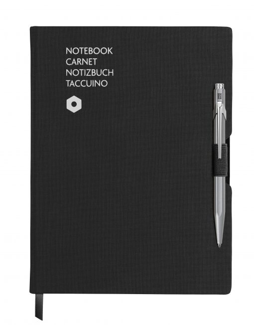 Caran D'Ache 849 BallPen Grey & A5 Black Notebook