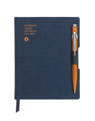 Caran D'Ache 849 BallPen Orange & A6 Blue Notebook