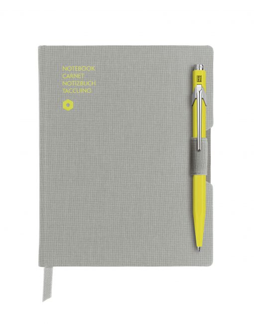 Caran D'Ache 849 BallPen Yellow & A6 Grey Notebook
