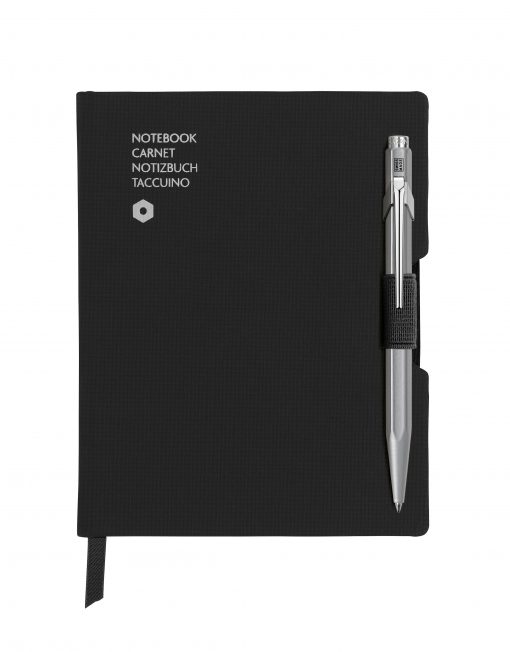 Caran D'Ache 849 BallPen Grey & A6 Black Notebook