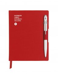 Caran D'Ache 849 BallPen White & A6 Red Notebook