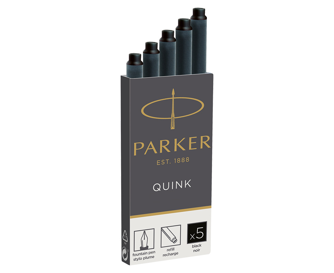 BLACK PARKER QUINK INK FOR FOUNTAIN PENS IN A PACK OF 1