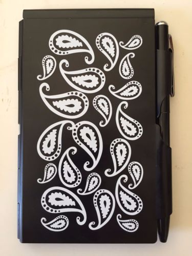 Wellspring Pocket Flip Notes Note Pad Black Croc Cover with Silver Pen NEW 
