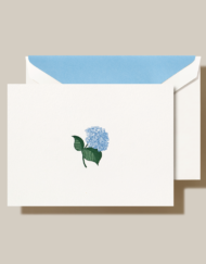 HAND ENGRAVED BLUE HYDRANGEA NOTE - CRANE STATIONERY