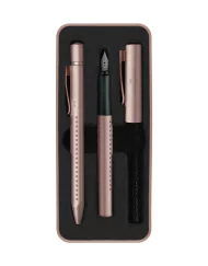 FABER-CASTELL GRIP FOUNTAIN PEN/BALLPOINT GIFT SET ROSE COPPER