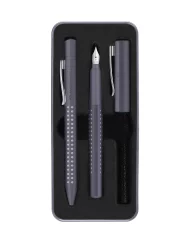 FABER-CASTELL GRIP FOUNTAIN PEN/BALLPOINT GIFT SET DAPPLE GREY