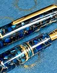 ESTERBROOK ESTIE NOUVEAU BLUE FOUNTAIN PEN GOLD TRIM