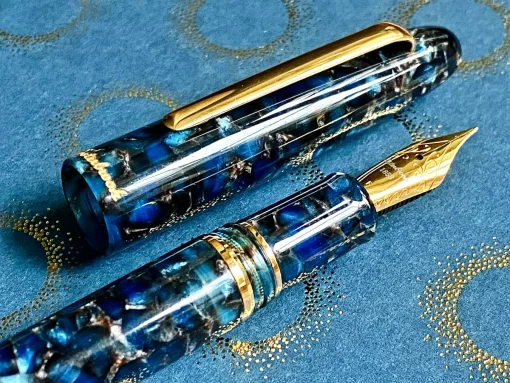 ESTERBROOK ESTIE NOUVEAU BLUE FOUNTAIN PEN GOLD TRIM