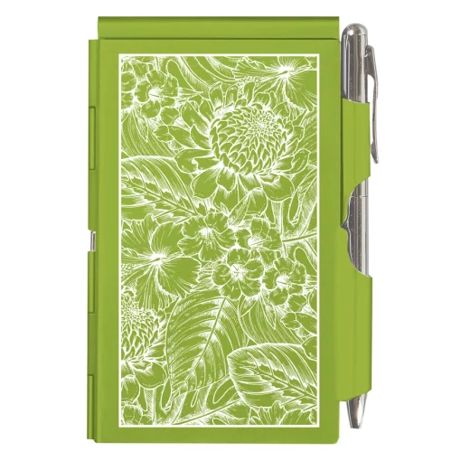 WELLSPRING FLIP NOTE BOTANICAL BLOSSOMS LIME GREEN