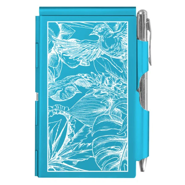 WELLSPRING FLIP NOTE BOTANICAL BIRDS BRIGHT BLUE