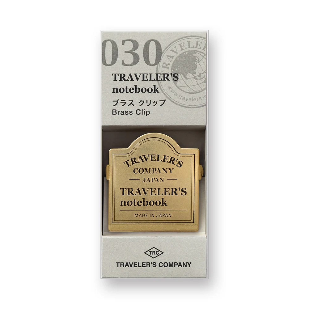TRAVELERS NOTEBOOK 030 BRASS CLIP TRC LOGO
