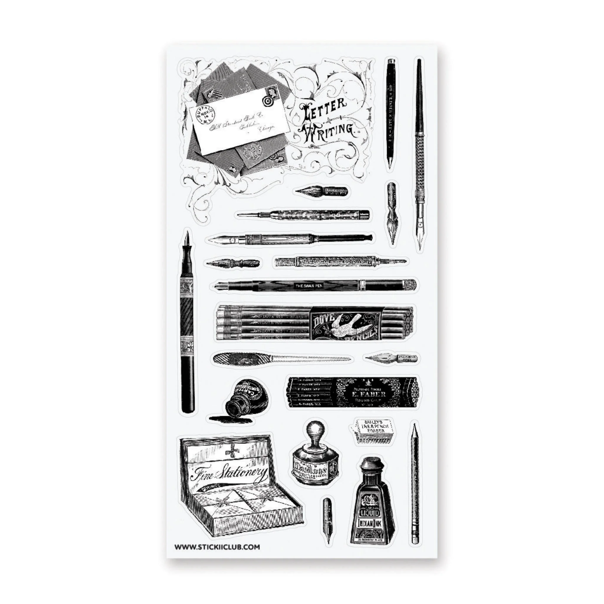 STICKII ANTIQUE WRITING SET STICKER SHEET