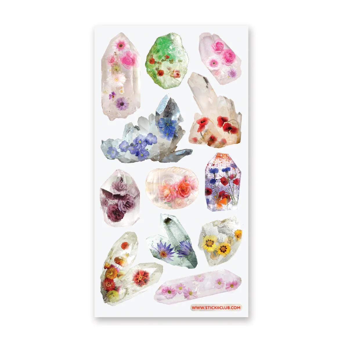 STICKII FLORAL CRYSTALS STICKER SHEET