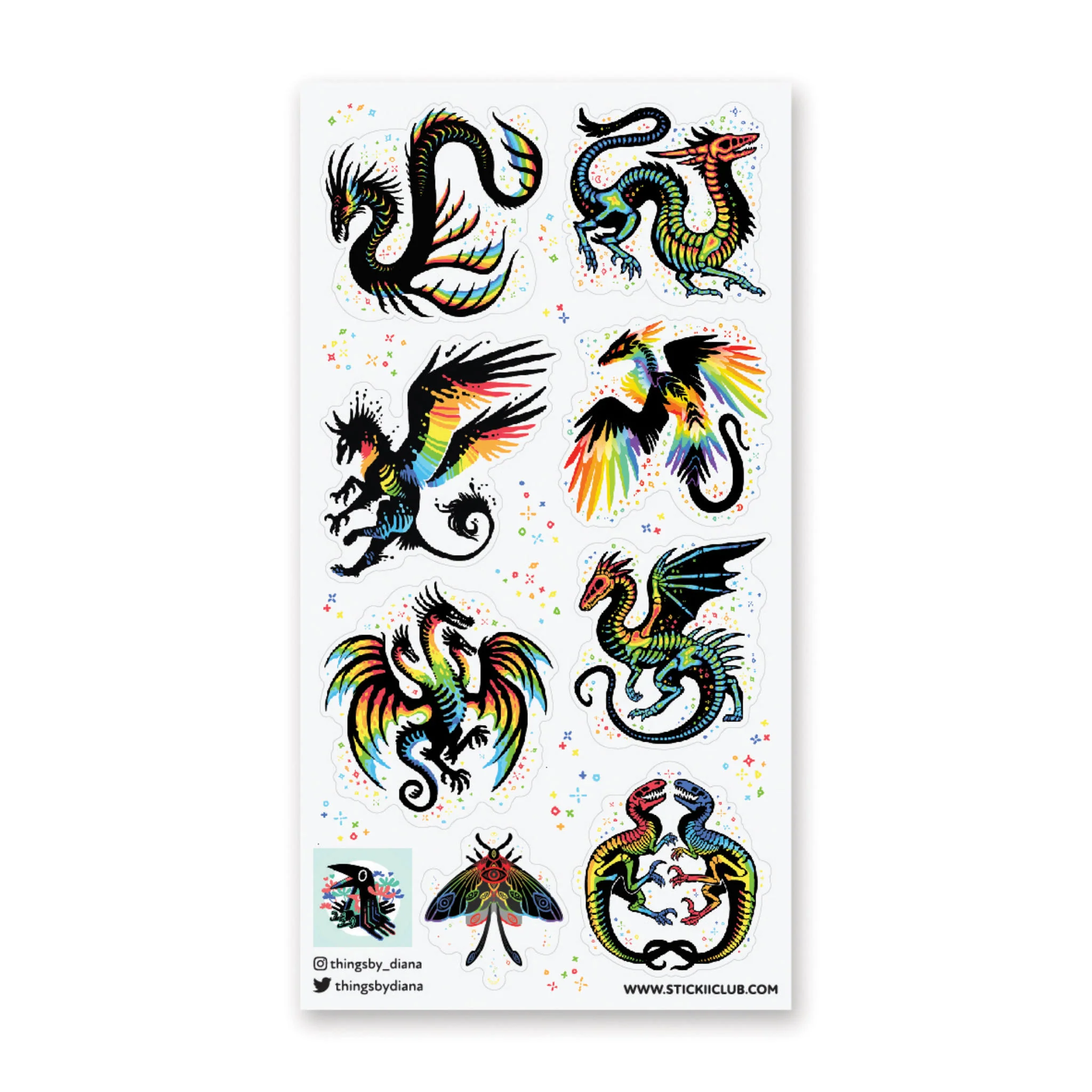 STICKII REMARKABLE RAINBOW CREATURES STICKER SHEET