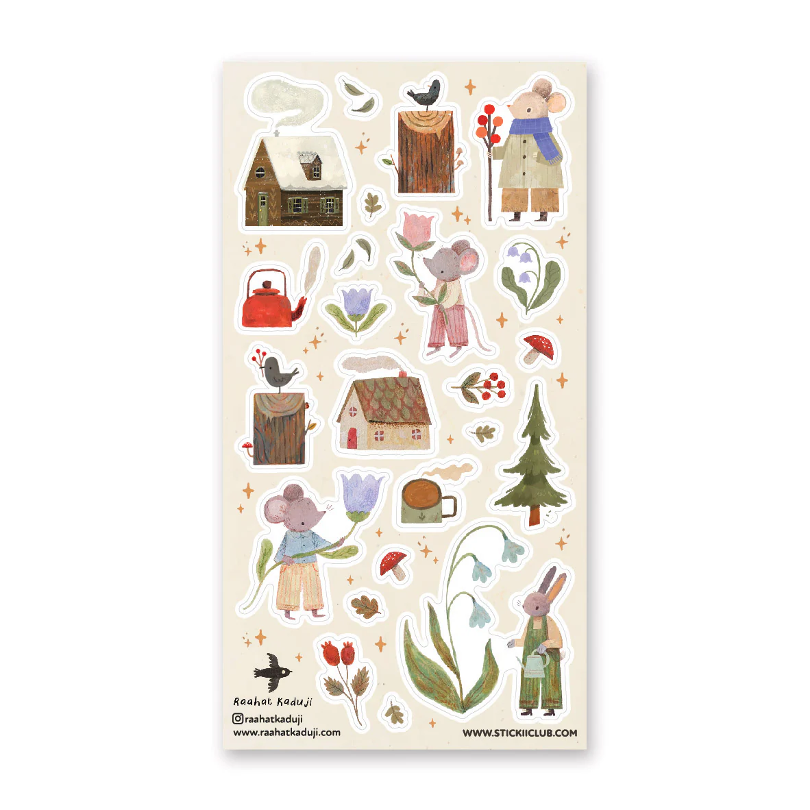 STICKII WOODSY WINTER MICE STICKER SHEET