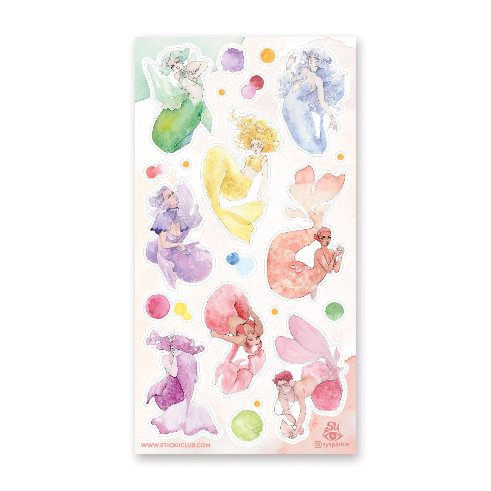 STICKII WATERCOLOR MERMAIDS STICKER SHEET