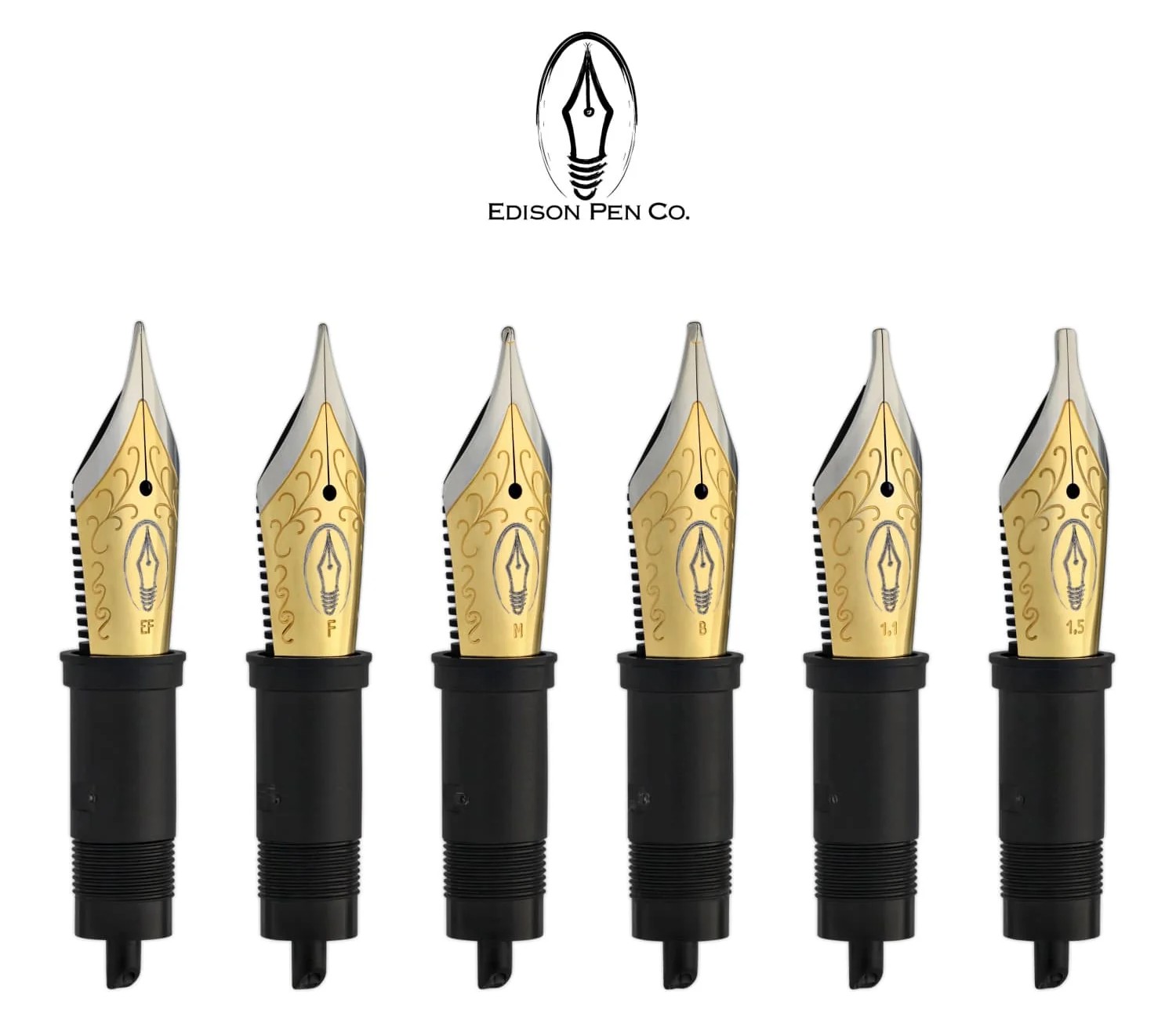 EDISON PEN CO. POLISHED STEEL GOLD TONE NIBS