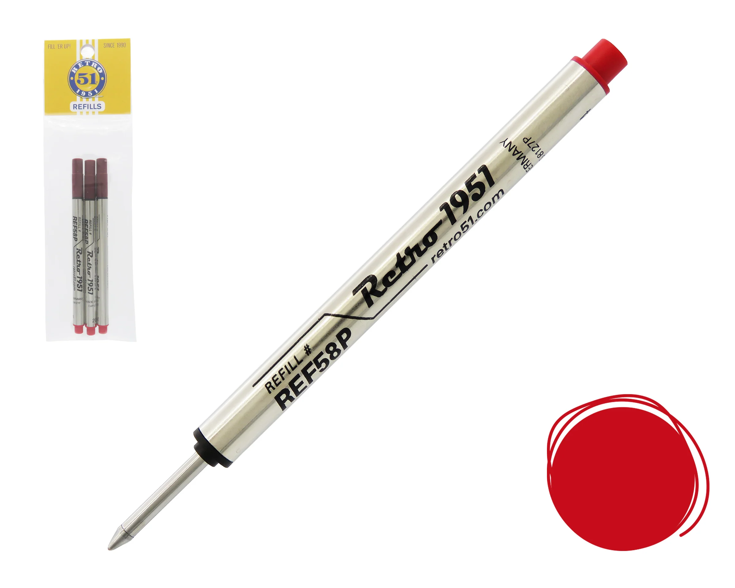 RETRO 51 TORNADO ROLLERBALL REFILLS RED
