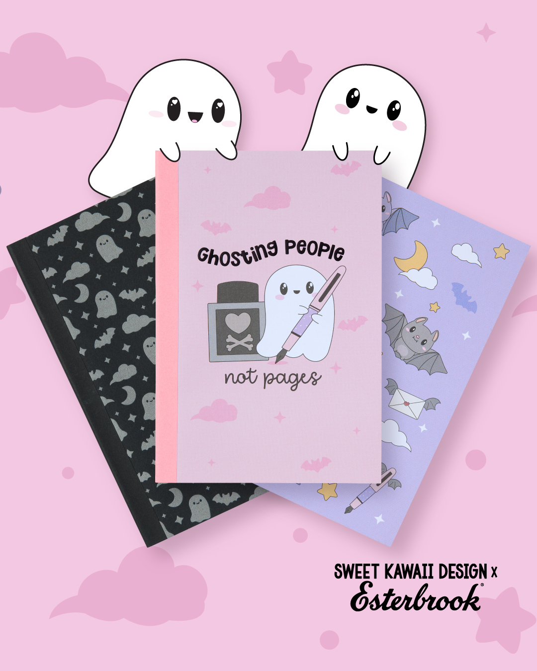 ESTERBROOK SWEETLY HAUNTED PASTEL HALLOWEEN 3 PIECE JOURNAL SET